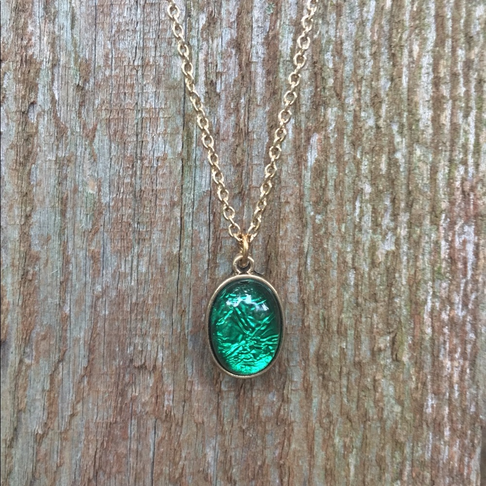 Green Faux Gem Necklace